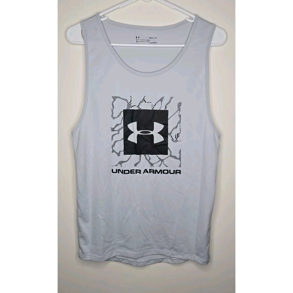 Under Armour HeatGear Tank Top Mens Loose Fit Grey Sleeveless Top Size Small